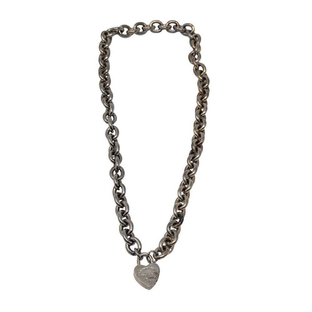 Tiffany & Co Return to Tiffany Heart Lock Charm Necklace 925 Sterling Silver